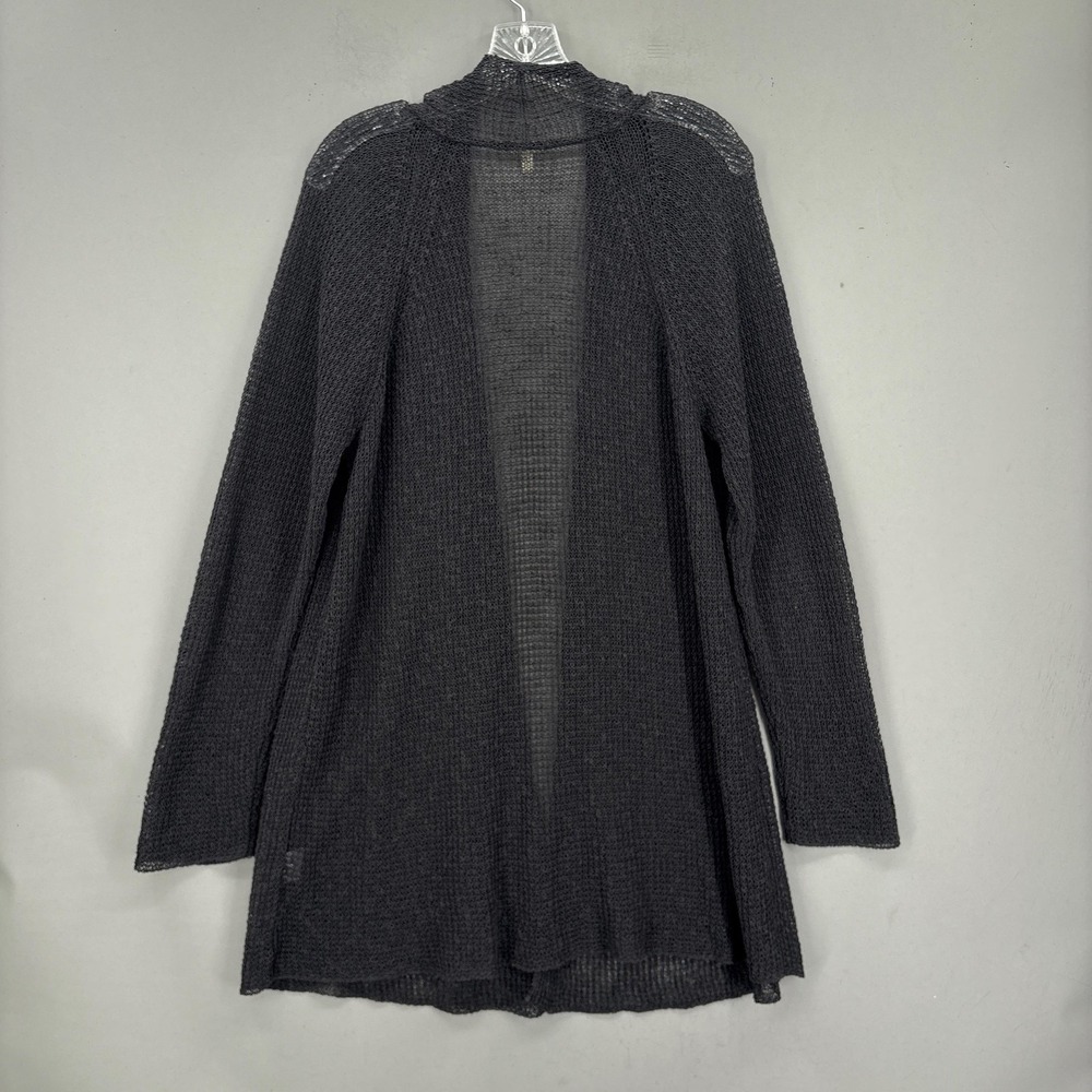 Eileen Fisher Cardigan XL Gray Linen Blend Open Stitch Knit Chain Lightweight - Picture 8 of 9